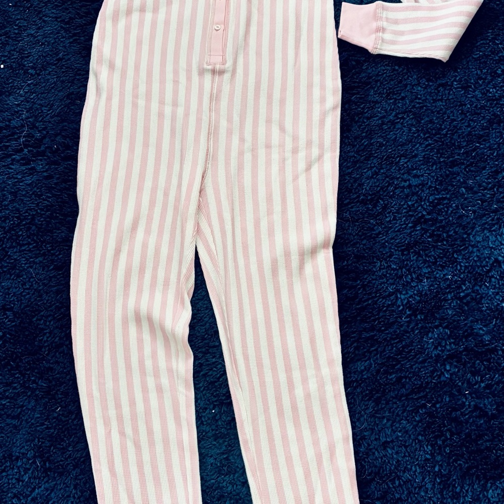 Victoria's Secret Pink & White Striped Ribbed Button-Up Top - Picture 3 of 3